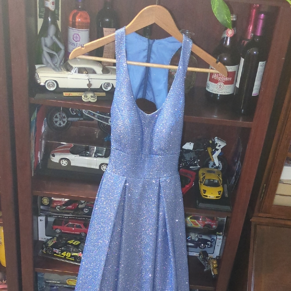 Sparkling Blue Backless Dress By Laura